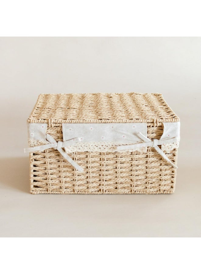 Rattan Storage Box Set with Lid – Stylish Woven Organizer Baskets for Shelves, Closets & Cabinets – Multipurpose Home Storage Solution - Image 2