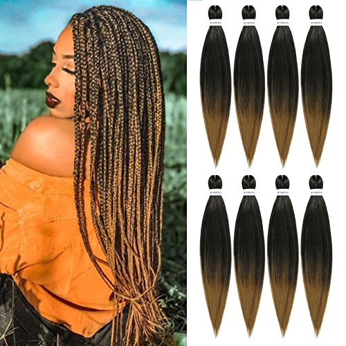 ROSDINA Pre-stretched Braiding Hair - 26 Inch 8 Packs Ombre Blonde Super Long Braiding Hair For Twist or Box Braids, Yaki Texture Hot Water Setting Synthetic Braiding Hair Extensions (26 Inch, T27-8P) - Image 2