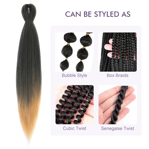 ROSDINA Pre-stretched Braiding Hair - 26 Inch 8 Packs Ombre Blonde Super Long Braiding Hair For Twist or Box Braids, Yaki Texture Hot Water Setting Synthetic Braiding Hair Extensions (26 Inch, T27-8P) - Image 5
