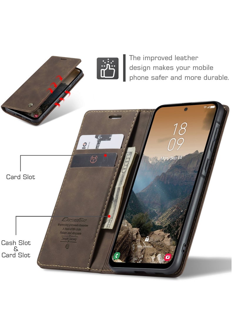 CaseMe For Samsung Galaxy A36 Cover, Soft PU Leather Shockproof Mobile Phone Wallet Case, Full Body Protective Flip Cover Magnetic Adsorption Back Cover - Image 2
