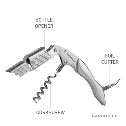 CARBON-E6 Professional Waiter's Corkscrew Wine Bottle Opener (The ultimate wine key for bartenders, servers, sommeliers, connoisseurs, enologists, and all wine enthusiasts) - Image 4