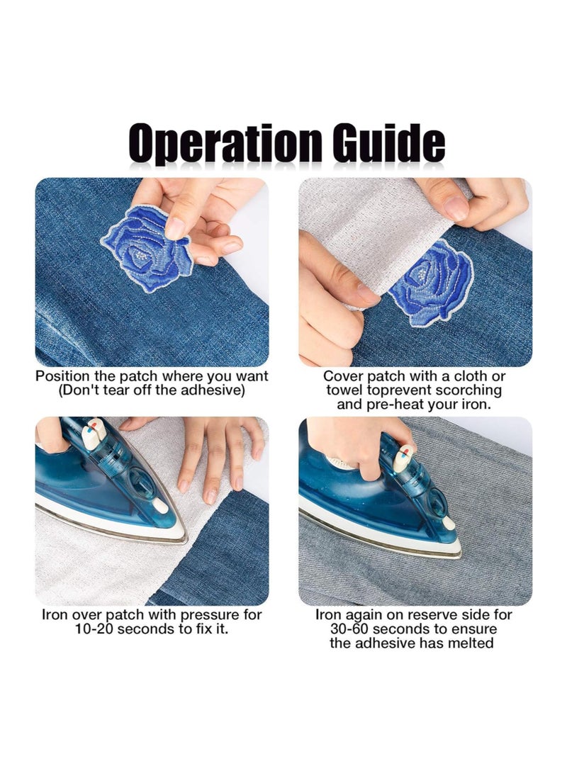 16 PCS Assorted Styles Iron On Patch Guitar Suitcase Embroidered Patch Blue Appliques Stickers Kit for Clothing, Jackets, Backpacks, Jeans, Applique DIY Accessory - Image 5