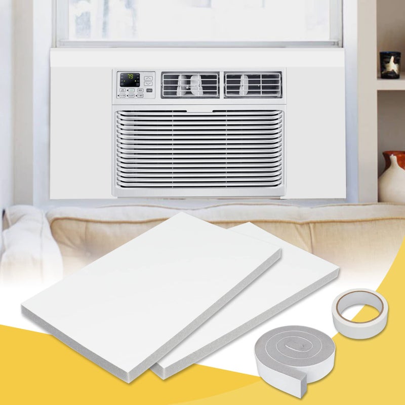 Powrocket Window Air Conditioner Foam Insulated Panel 17Inch High x 9Inch Wide All Season Protection Window AC Side Panels Kit with Air Conditioner Top Seal Strip