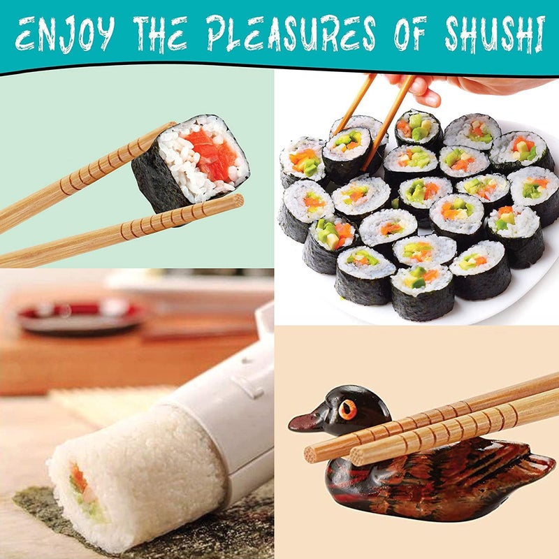 Smiletools Sushi Making Kit For Beginners - 22 Piece Diy Sushi Roller Kit With Bamboo Sushi Rolling Mat  Sushi Bazooka  Chef'S Knife  Chopsticks  Holder - Best Starter Sushi Kit (Pink) - Image 5