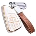 Cacacar Key Fob Cover for Chevy GMC with Keychain Silverado Sierra Tahoe Suburban Equinox Traverse Yukon Denali Terrain Buick Envision Premium Soft TPU Case 5 Buttons Ivory - Image 2