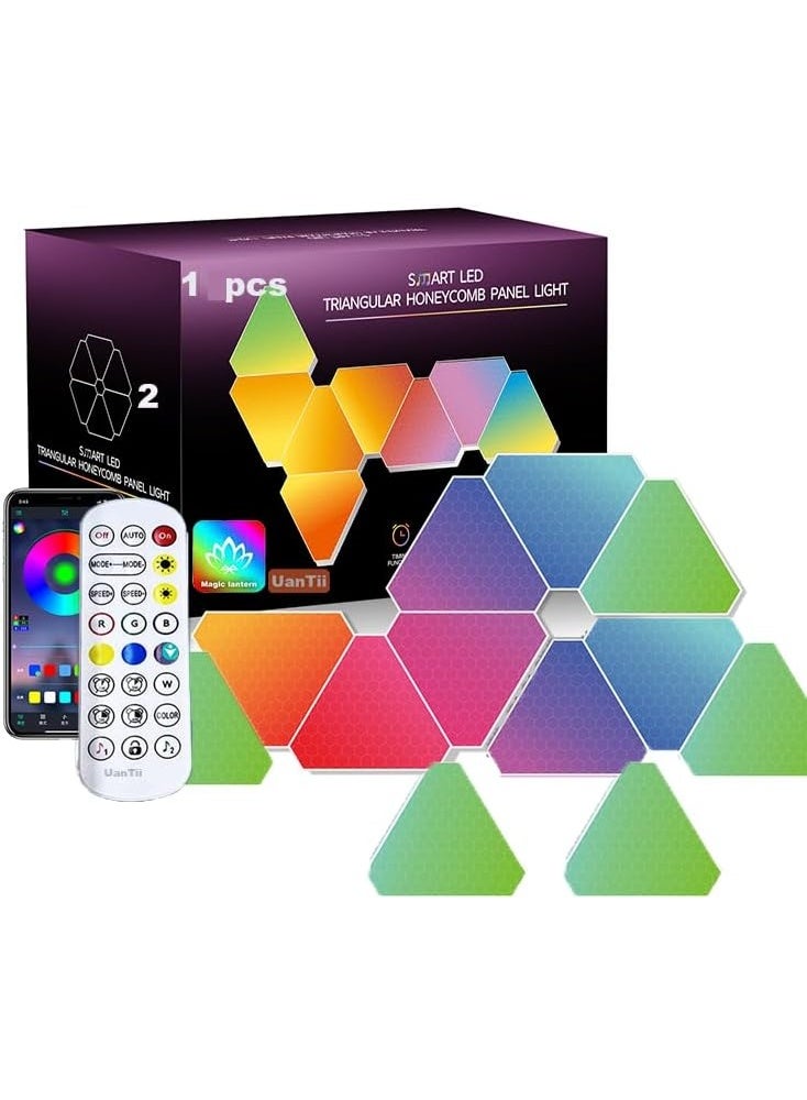 UanTii Smart Triangle Wall Light LED RGB Indoor Atmosphere Light Gaming Lamp Music Sync Decoration Lamp Bluetooth App Control - Image 1