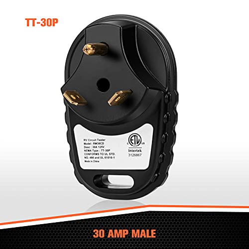 WELLUCK 30 AMP RV Circuit Analyzer, 30A 125V RV Pedestal Tester with LED Indicator Light TT-30P 30 amp Tester Plug for RV Camper, Travel Trailers (ETL Certified) - Image 2