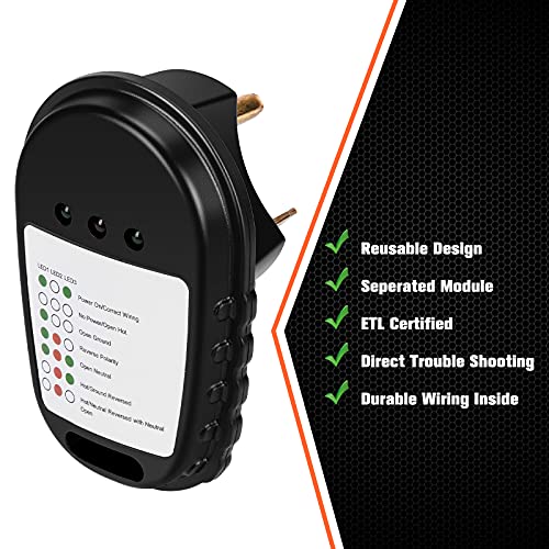 WELLUCK 30 AMP RV Circuit Analyzer, 30A 125V RV Pedestal Tester with LED Indicator Light TT-30P 30 amp Tester Plug for RV Camper, Travel Trailers (ETL Certified) - Image 5