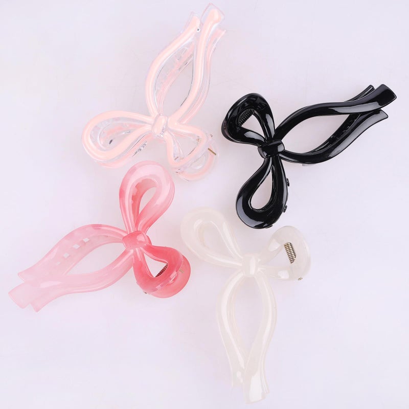 PWEOUKE 4 Pcs Bow Hair Clips Elegant Hair Claw Butterfly Hair Accessories for Girls Nonslip Butterfly Clips Hair Grips Styling Accessories for Women - Image 2