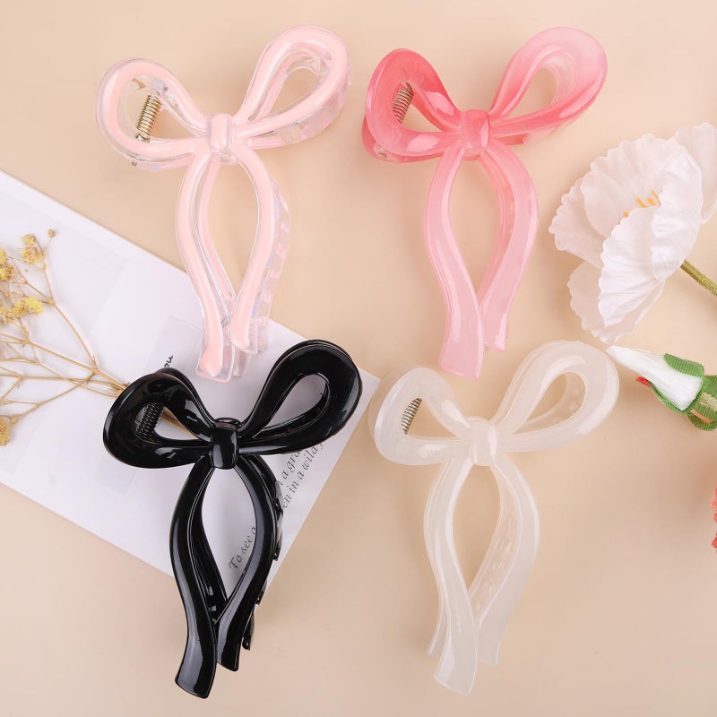 PWEOUKE 4 Pcs Bow Hair Clips Elegant Hair Claw Butterfly Hair Accessories for Girls Nonslip Butterfly Clips Hair Grips Styling Accessories for Women - Image 1