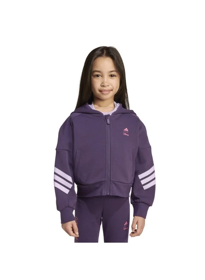 اديداس جاكيت رياضي بغطاء رأس بنفسجي للأطفال