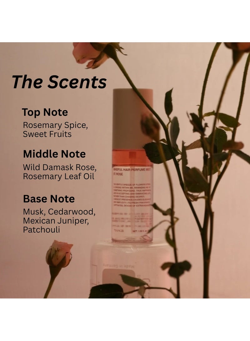TOUN28 Damask Rose Hair Perfume Mist, Long-Lasting Floral Scent with 8 Nourishing Oils for Shine & Hydration, Silicone-Free, Non-Sticky, Korean Hair Care for All Hair Types, 50ml - Image 2
