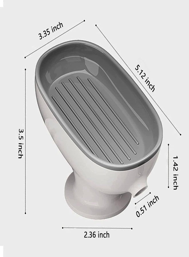 DORMICO Self Draining Soap Dish Bar Soap Holder with Suction Cup for Shower Bathroom Tub Kitchen Sink Plastic Sponge Dishes Waterfall Soap Dish Tray (1, Blue) - Image 3