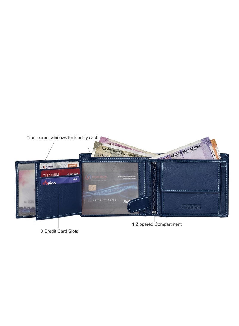 URBAN FOREST Oliver Blue Leather Wallet for Men, 6 Card Slot - Image 4