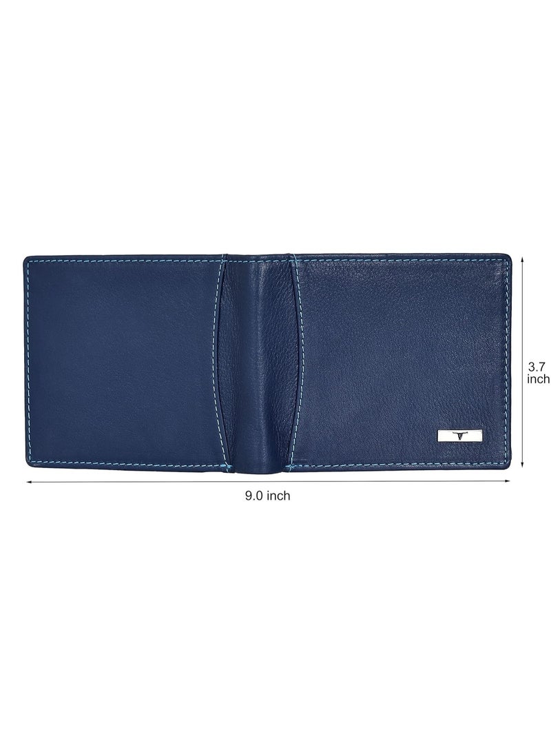 URBAN FOREST Oliver Blue Leather Wallet for Men, 6 Card Slot - Image 5