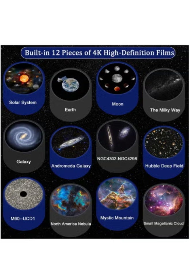 JAJEEK 12 in 1 Star Night Light Planetarium Projector for Kids & Adults | 360° Rotating Galaxy Projector with Solar System Discs | Home Ceiling Projector Light with Constellations, Planets & Astronomical Themes | Ideal Gift for Bedroom, Study, or Nursery - Image 4