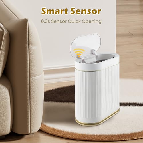 SYNCVIBE Bathroom Trash Can with Lid Automatic 2 Gallon Motion Sensor Garbage Bin, 7.5 Liter Smart Trash Bin Bathroom Decor, Plastic Garbage Can, Narrow Trash Can for Bedroom, Office, Living Room - Image 4
