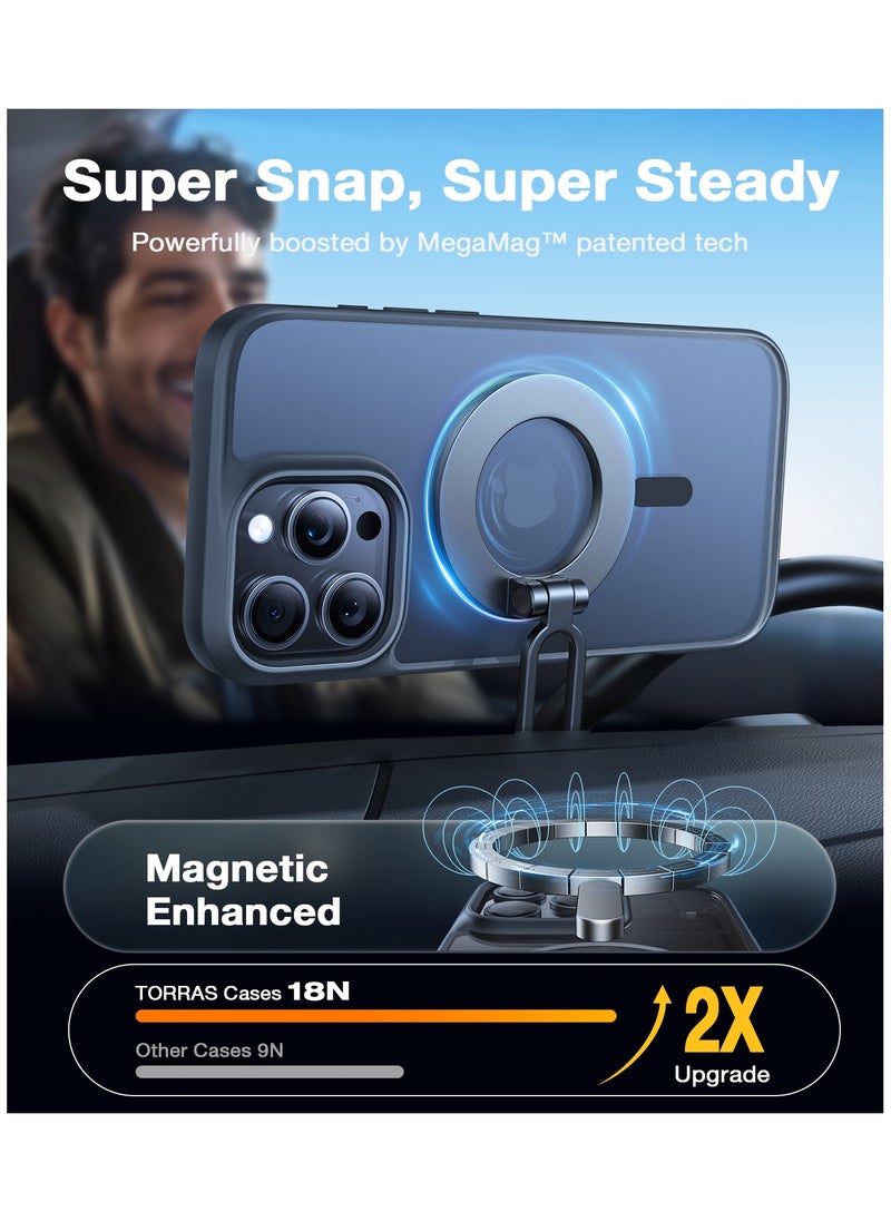 TORRAS - Magnetic Shockproof for 16 Pro Max Case, [Compatible with MagSafe] [Mil-Grade Drop Tested] Translucent Slim Protective Case for 16 Pro Max Anti-Fingerprint Anti-Scratch, Black - Image 1