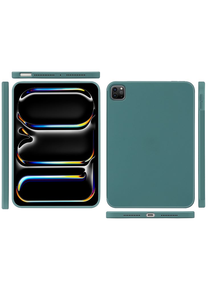 For iPad Pro 11 (2024) Case Anti-Drop Protective Liquid Silicone Tablet Cover - Dark Green - Image 4