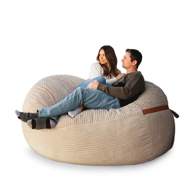 Big Joe Fuf XL Foam Filled Bean Bag Chair with Removable Cover Moss Green Corded Plush 6 feet Giant