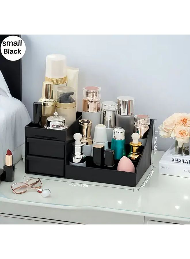 Black Vanity Organizer With Drawers And Shelf For Bathroom And Desk Storage - Image 3