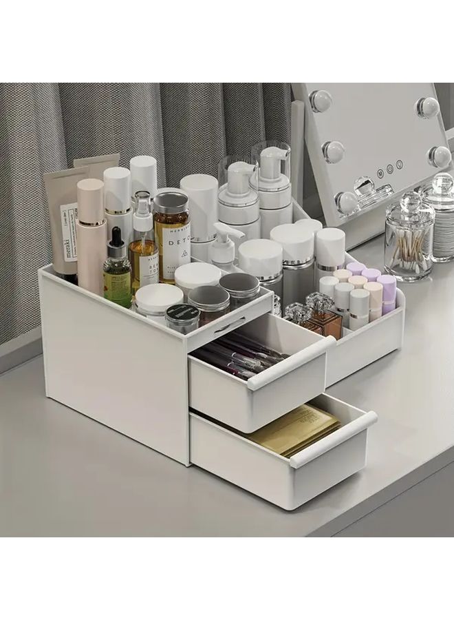 Black Vanity Organizer With Drawers And Shelf For Bathroom And Desk Storage - Image 2