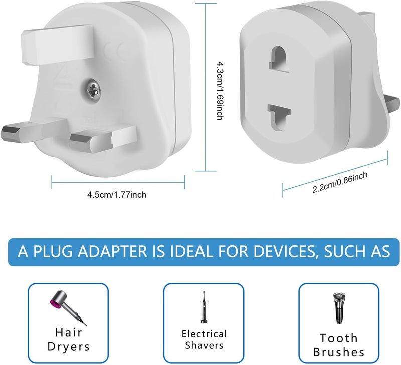 SWIUKPHE 2 Pack UK Shaver & Toothbrush Plug Adapter, Universal Bathroom Plug Adaptor for Shavers and Toothbrushes, Compatible Plug Adaptor UK - Image 2