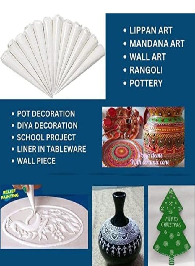 Aparonz White Ceramic Cones for Arts & Crafts | Lippan Art | Mandala Art | Pottery | Liner | DIY Decorative Purposes Pack of (Pack of 5) - Image 3