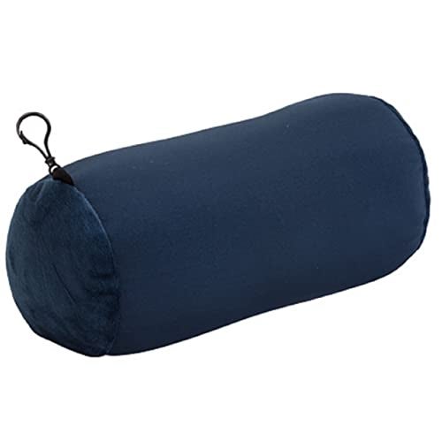 Wolf Essentials Microbead Bolster Tube Travel Pillow - Compact Neck Roll Pillow for Airplane, Car, or Home - Soft Lumbar Support Pillow - Navy - Image 1