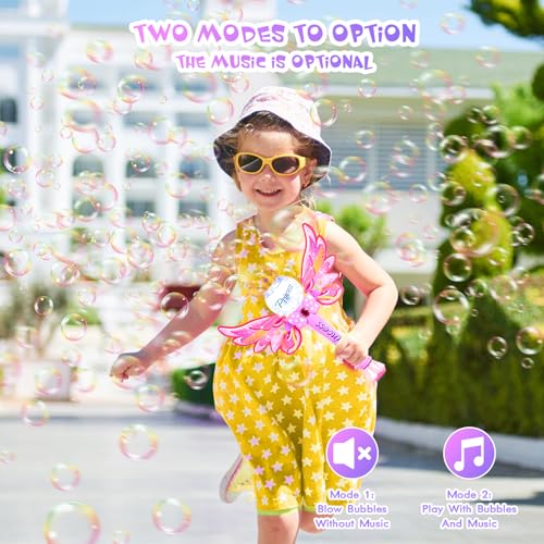 Hugeway 2 Pack Bubble Wands for KidsLight Up Music Bubble MachineBubble Maker Bubble BlowerOutdoor Birthday Party Bubble Toys for ToddlersGift for Girls Age 3 Years OldPinkPink - Image 5