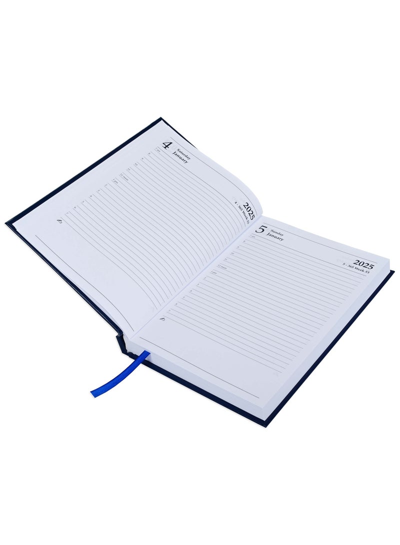 FIS Fis 2025 A5 Diary,Vinyl, English  1 Side Padded Blue -FSDI18E25BL  - Image 2