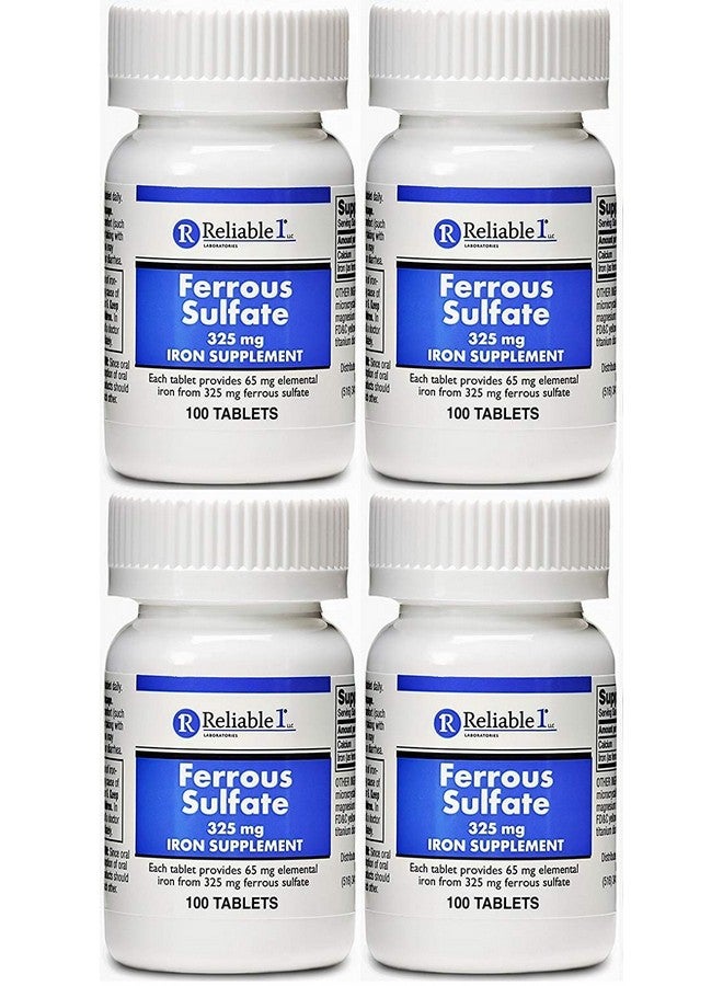 Reliable-1 Laboratories Iron Supplement Ferrous Sulfate 325mg by Reliable 1 | Iron Pills for Women and Men | Iron Supplements for Anemia and Iron Deficiency | 100 Iron Tablets per Bottle, Pack of 4  - Image 1