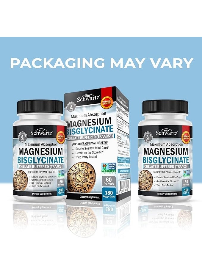 BioSchwartz, Maximum Absorption Magnesium Bisglycinate, 180 Veggie Caps (24 mg per Capsule) - Image 3