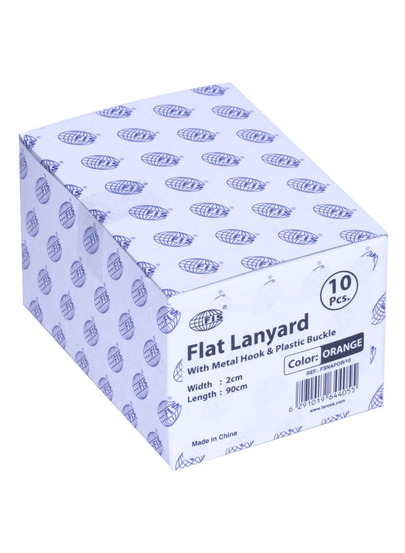 FIS 10-Piece FIS Lanyard Orange with Metal Hook & Plastic Buckle, 2X90cm - FSNAPOR/10 - Image 4