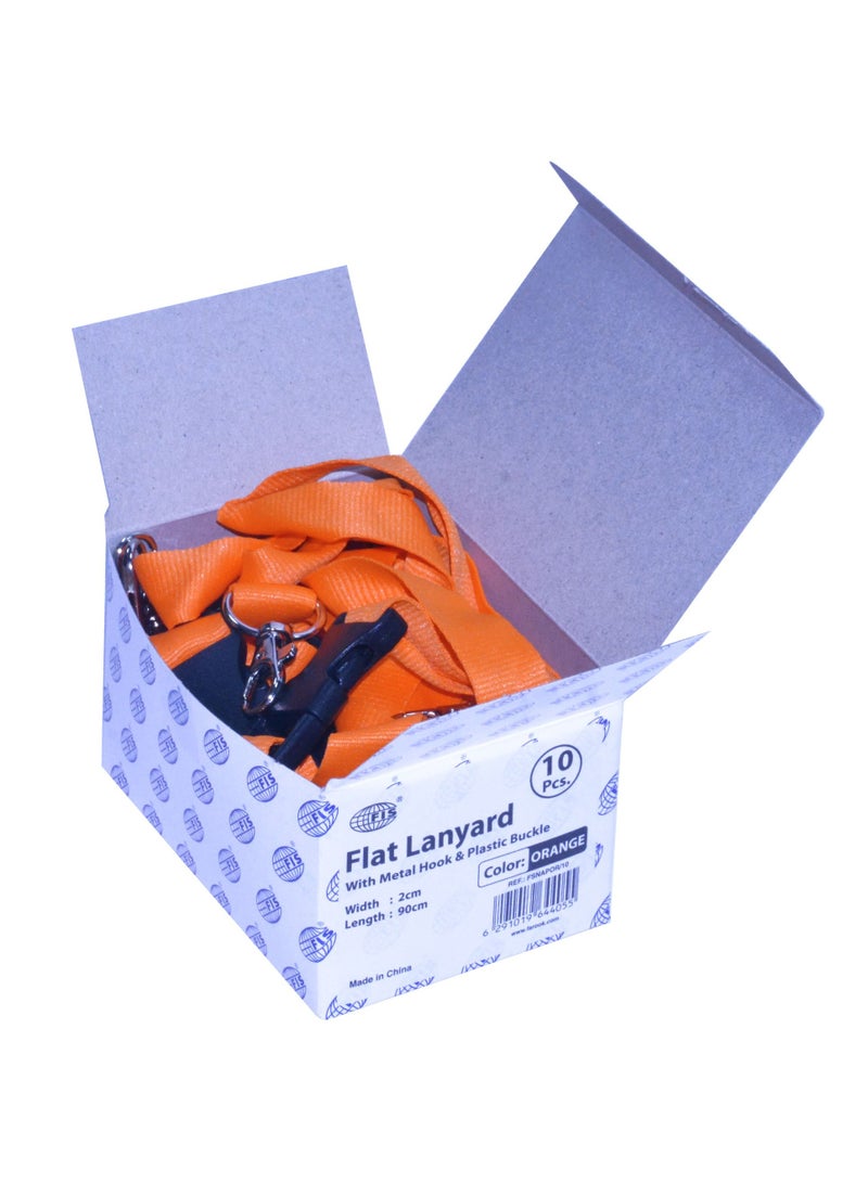 FIS 10-Piece FIS Lanyard Orange with Metal Hook & Plastic Buckle, 2X90cm - FSNAPOR/10 - Image 3