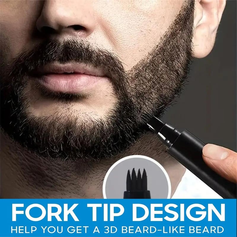 Beard Pen, Black Beard Filler  Pencil for Men, Waterproof Sweatproof Beard Coloring Pen, 24 Hours Long Lasting Beard Filler, Micro Fork Tip Beard Gap Filler, Natural Look Beard Enhancement - Image 2