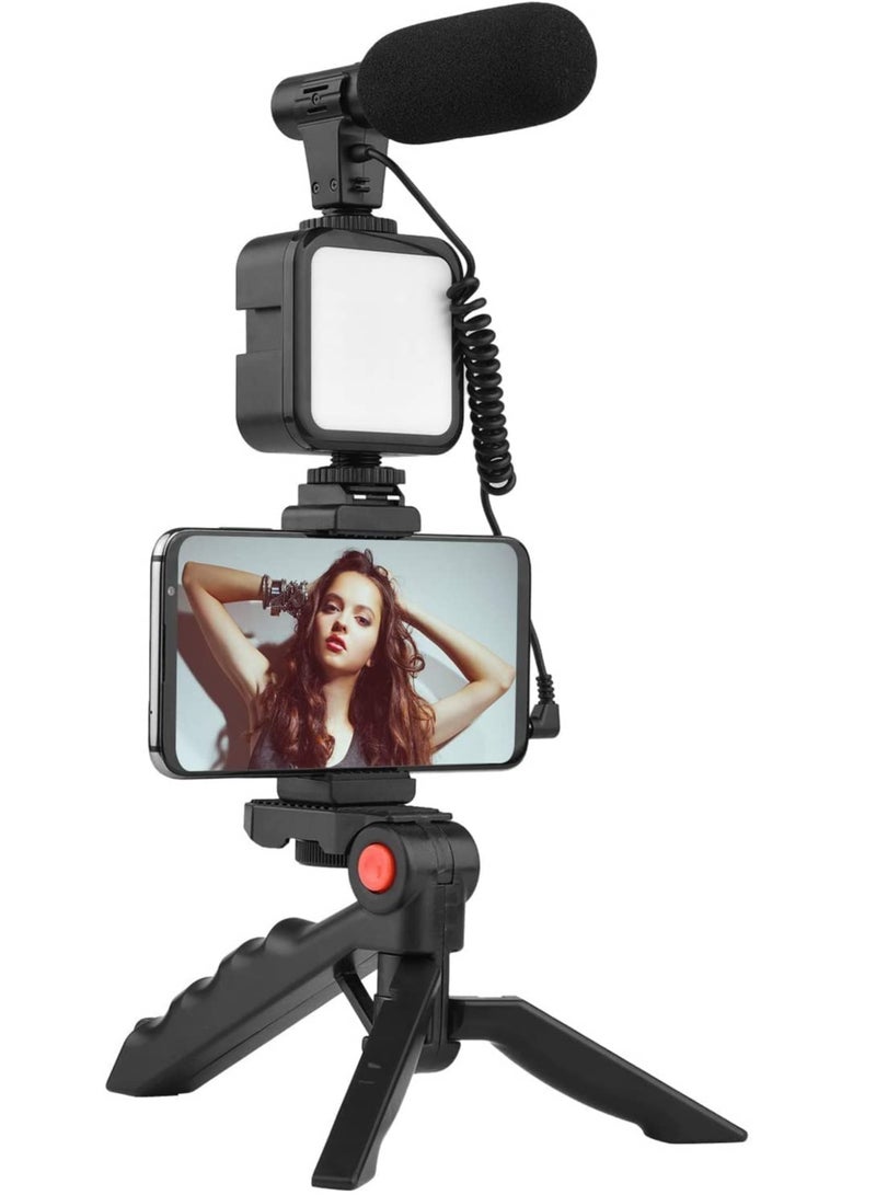 Vlogging kit 6 in 1 Combo (Shotgun Microphone, Selfie Light, Tripod Stand, Mobile Holder, Shock Mount, Noise Cancellation Foam) Vlog Kit for Recording/YouTube/Reels & Photography  - Image 1