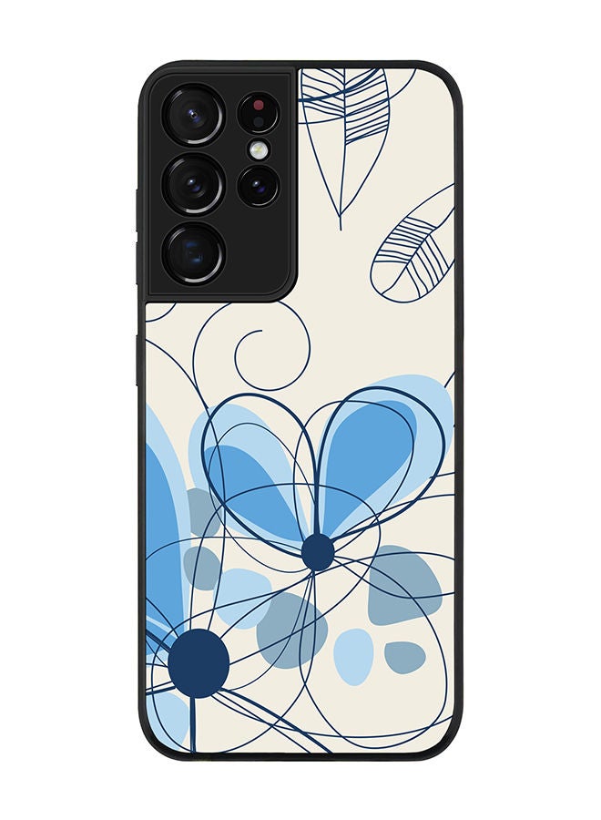 Stylizedd Rugged Black edge case for Samsung Galaxy S21 Ultra 5G Slim fit Soft Case Flexible Rubber Edges Anti Drop TPU Gel Thin Cover - Daisy Lines - Image 1