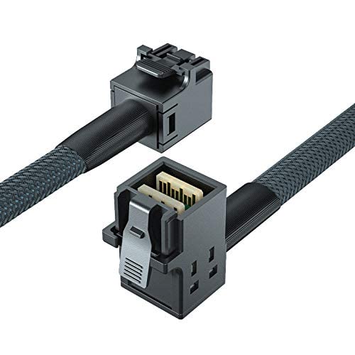 10Gtek SFF-8643 to SFF-8643 12G Internal Mini SAS HD Cable, with Sideband, for NVMe Backplane/RAID Card, Hot-Swap & SATA Compatibility, 100-Ohm, Straight to Right Angle, 1-m(3.3ft) - Image 4