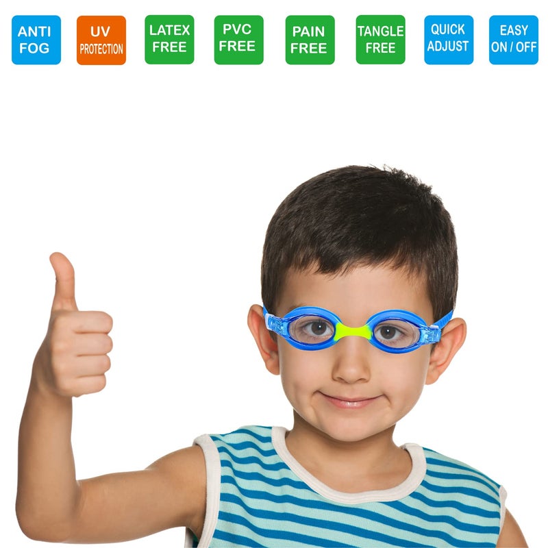 RUIGAO Swim Goggles 2/3/4/5 Year old, Toddler Goggles No Hair Pull, Goggles Kids 3-6,Blue Swimming Goggles Boys - Image 2