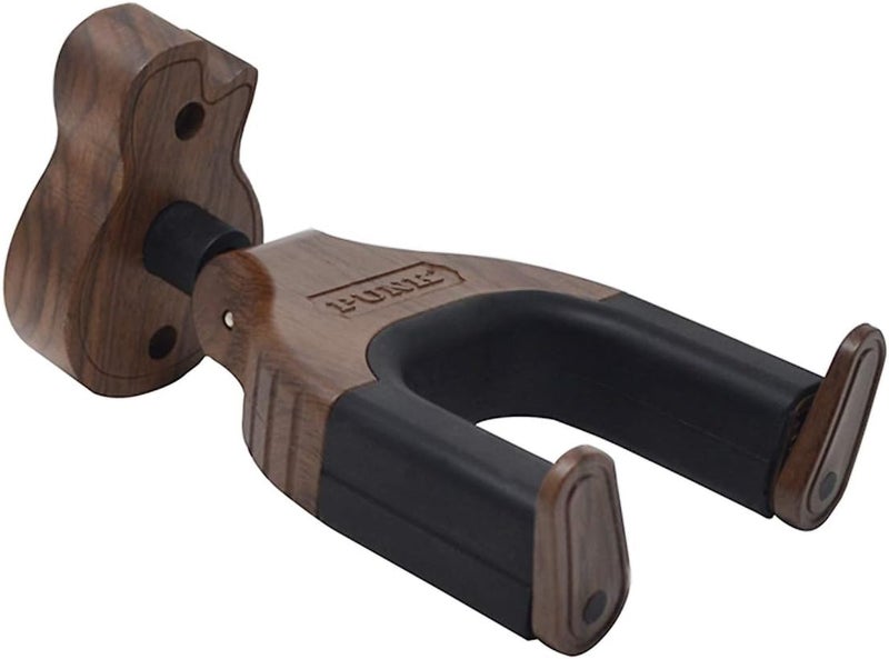 PUNK Black Walnut Hard Wood Base Auto Lock Guitar Wall Mount - Hanger for Acoustic, Electric, Classical & Bass - Image 1