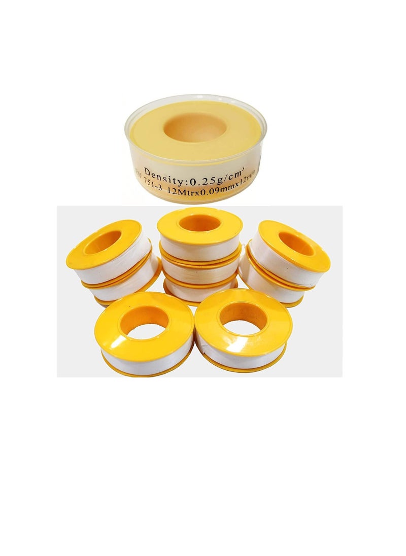 ROBUSTLINE Robustline Thread Sealing Teflon Tape with 0.25g/cm2 Density, 0.9MM x 12MTR PTFE for Pipe Fittings and Fixing Water Leak (12 MTRS) (250)  - Image 1