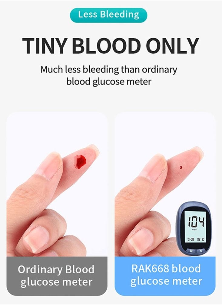 DMG TECH Blood Glucose Monitor,50 Glucometer Strips, Fully Automatic Portable Blood Glucose Monitoring System, Diabetes Testing Kit, Coding-free Meter, Large Display  - Image 2