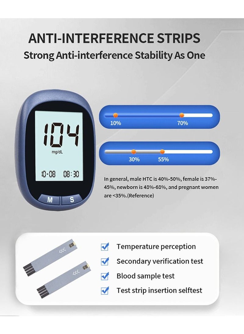 DMG TECH Blood Glucose Monitor,50 Glucometer Strips, Fully Automatic Portable Blood Glucose Monitoring System, Diabetes Testing Kit, Coding-free Meter, Large Display  - Image 3