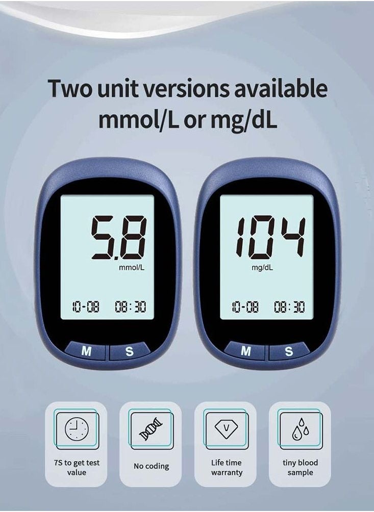 DMG TECH Blood Glucose Monitor,50 Glucometer Strips, Fully Automatic Portable Blood Glucose Monitoring System, Diabetes Testing Kit, Coding-free Meter, Large Display  - Image 5