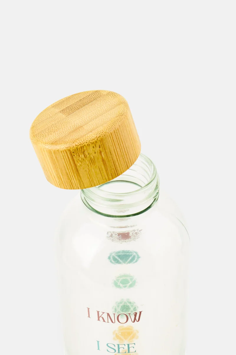 Muy Mucho Water Bottle With Graphic Print Glass 720 ml, Transparent