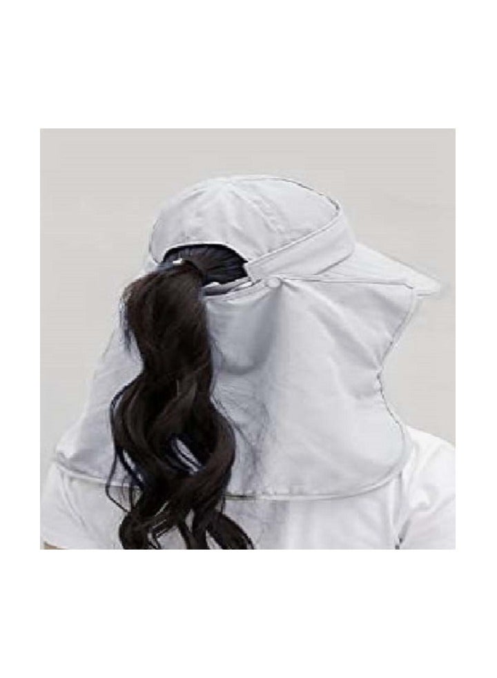 أليكسفيان Alexvyan المرأة واسعة حافة قناع الوجه قبعة الشمس حاجب الشمس الرقبة انفصال الوجه رفرف ذيل حصان حماية من الأشعة فوق البنفسجية قبعة الشمس حديقة الصيد المشي لمسافات طويلة حماية من الشمس قناع الشمس (رمادي) - Image 5