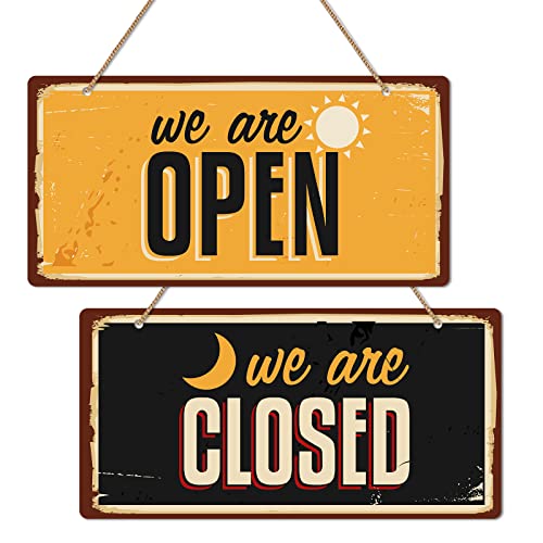 WhatSign Double Sided Open/Closed Signs - 12" x 6" Business Hours Signs for Window/Door - Image 1