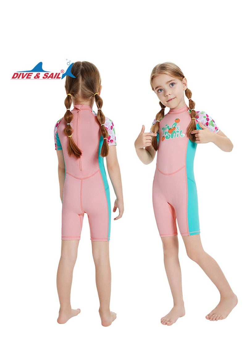 DIVE & SAIL Keep Warm Children Diving Suit Three-layer High Elastic Wetsuit For Girls Pink - Image 2