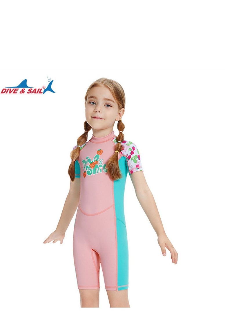 DIVE & SAIL Keep Warm Children Diving Suit Three-layer High Elastic Wetsuit For Girls Pink - Image 1